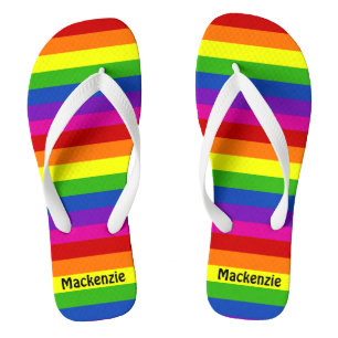 Rainbow Stripter Monogramm Niedlicher Gay Pride Flip Flops