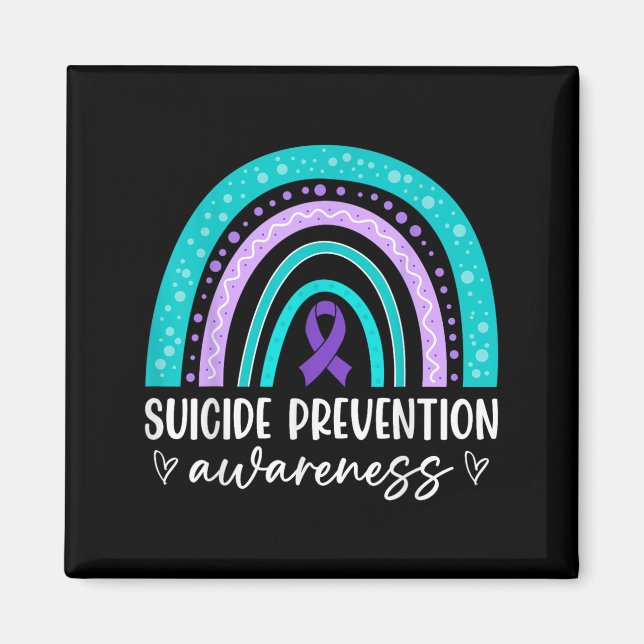 Rainbow Suicide Prevention Awareness Teal &amp; Pu Magnet (Vorne)