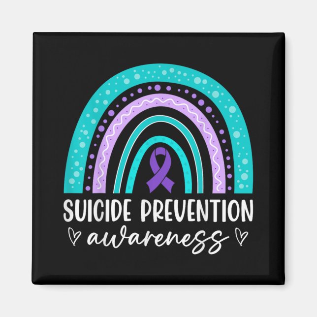 Rainbow Suicide Prevention Awareness Teal Amp Pu  Magnet (Vorne)