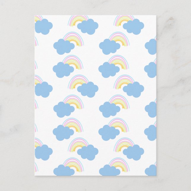 Rainbow Summer Clouds Pastel Scribble Doodle Postkarte (Vorderseite)