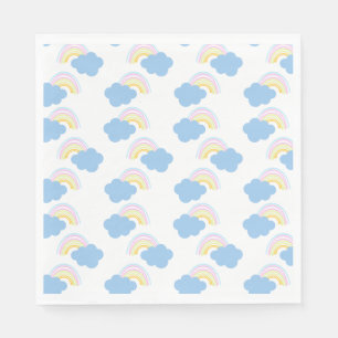 Rainbow Summer Clouds Pastel Scribble Doodle Serviette