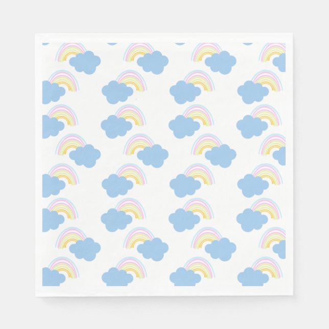 Rainbow Summer Clouds Pastel Scribble Doodle Serviette (Vorderseite)