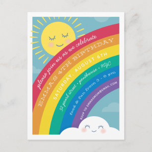 Rainbow Sun Happy Cloud zum Geburtstag Einladung Postkarte