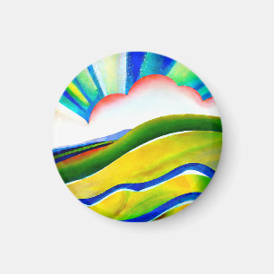 Rainbow Sunburst Landschaft Magnet