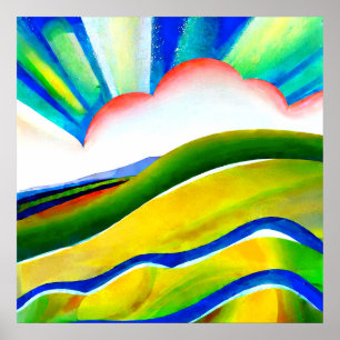 Rainbow Sunburst Landschaft Poster