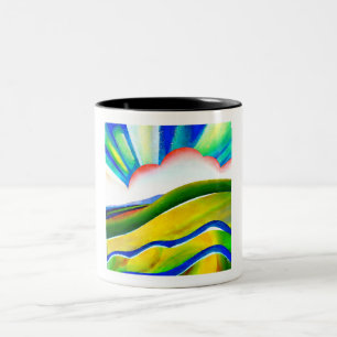 Rainbow Sunburst Landschaft Zweifarbige Tasse