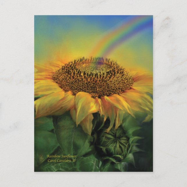 Rainbow Sunflower Art Postkarte (Vorderseite)