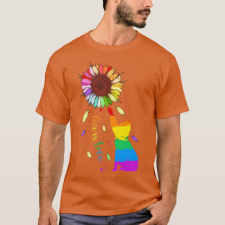 Rainbow Sunflower Cat Liebe ist Liebe LGBT Gay Les T-Shirt