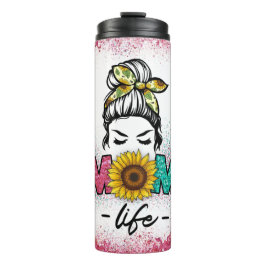 Rainbow Sunflower Leopard Mama Thermosbecher