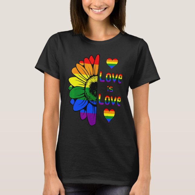 Rainbow Sunflower Liebe is Liebe Lgbt Gay Lesbian T-Shirt (Vorderseite)