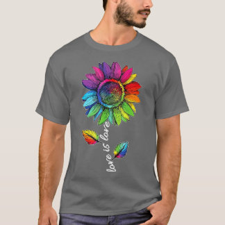 Rainbow Sunflower Liebe is Liebe LGBT Gay Lesbian T-Shirt