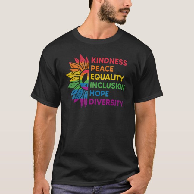 Rainbow Sunflower Love Is Love LGBT Gay Lesbian Pr T-Shirt (Vorderseite)