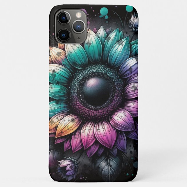 Rainbow Sunflowers iPhone Cases (Rückseite)