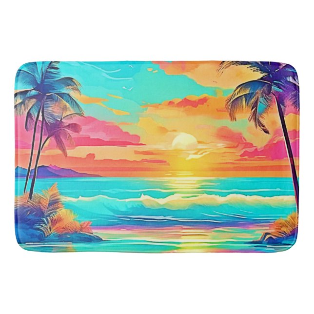Rainbow Sunset Beach Badematte (Vorderseite)