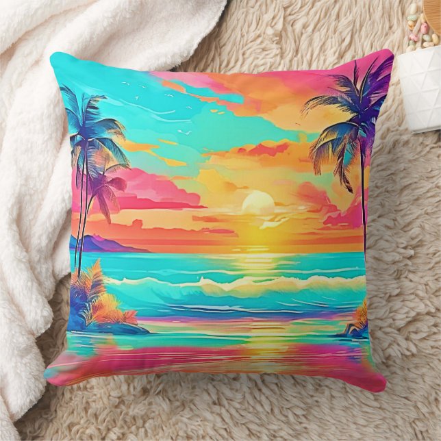 Rainbow Sunset Beach Kissen (Decke)