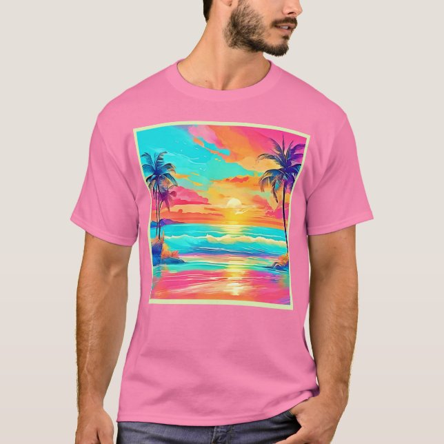 Rainbow Sunset Beach T-Shirt (Vorderseite)