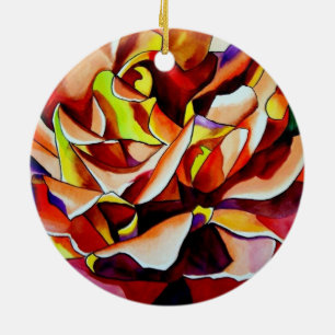 Rainbow Sunset Rosen Aquarell Originale Kunst Keramik Ornament
