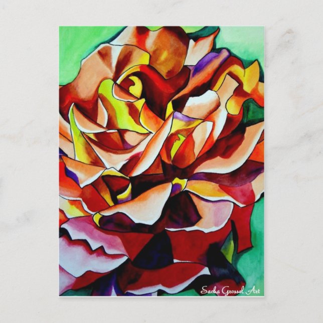 Rainbow Sunset Rosen Aquarell Originale Kunst Postkarte (Vorderseite)