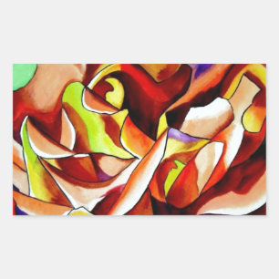 Rainbow Sunset Rosen Aquarell Originale Kunst Rechteckiger Aufkleber