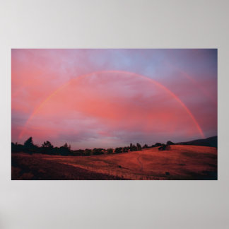 Rainbow Sunset über Feld Poster