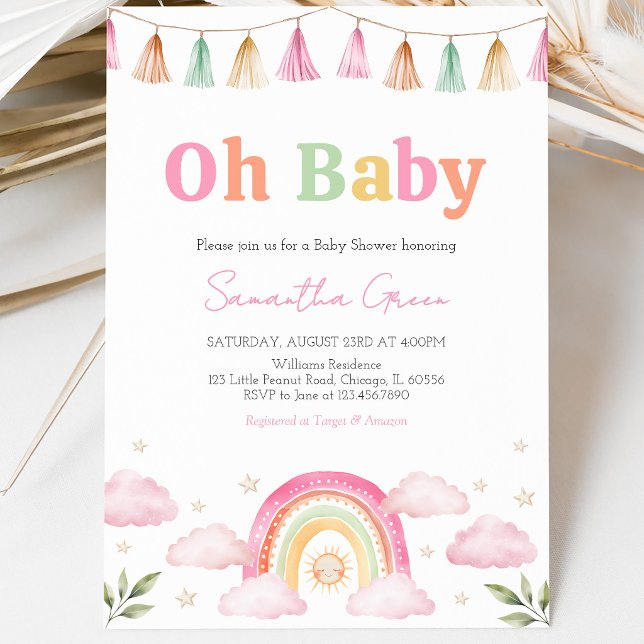 Rainbow Sunshine Baby Dusche Einladung (Von Creator hochgeladen)