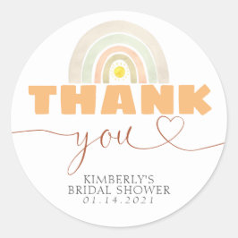 Rainbow Sunshine Boho Babydusche Danke Runder Aufkleber