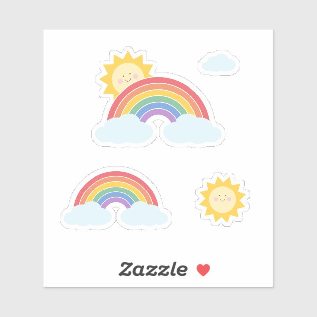 Rainbow Sunshine Custom-Cut Vinyl Sticker (Blatt)