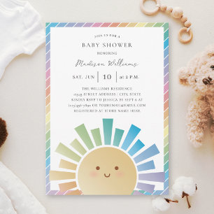 Rainbow Sunshine Gender Neutral Baby Shower Einladung