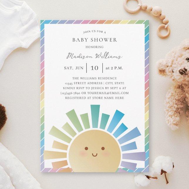 Rainbow Sunshine Gender Neutral Baby Shower Einladung (Von Creator hochgeladen)