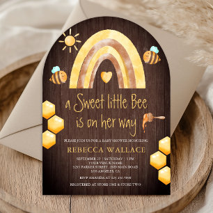 Rainbow Sweet Little Bee Arch Wood Baby Dusche Einladung