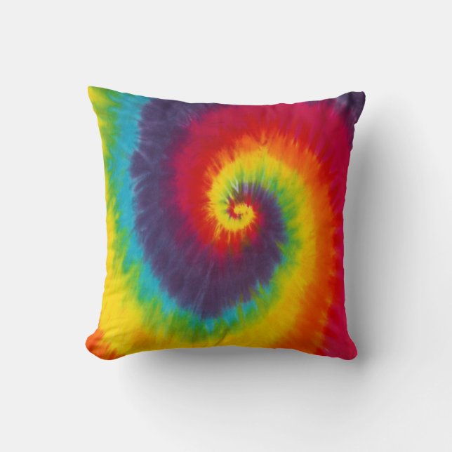 Rainbow Swirl Gefärbte Krawatte Groovy Cool Kissen (Vorderseite)