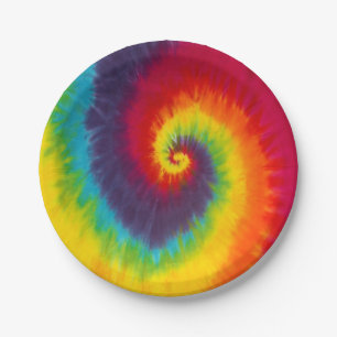 Rainbow Swirl Gefärbte Krawatte Groovy Cool Pappteller