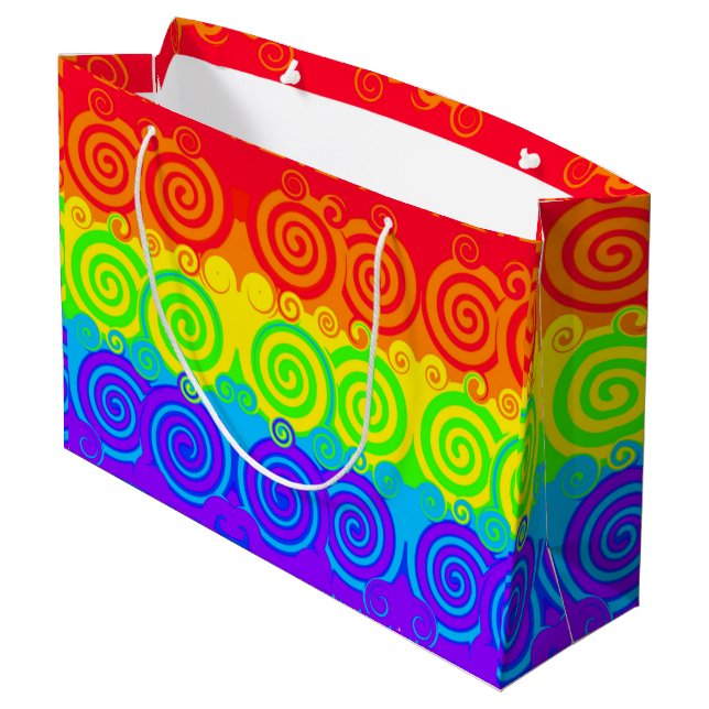 Rainbow Swirl-Geschenkbeutel Große Geschenktüte (Rückseite Schrägansicht)