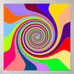 Rainbow Swirl Groovy Psychedelic Pop Art Poster