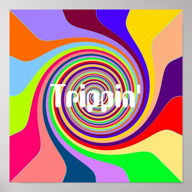Rainbow Swirl Groovy Psychedelic Pop art Trippin' Poster (Vorne)