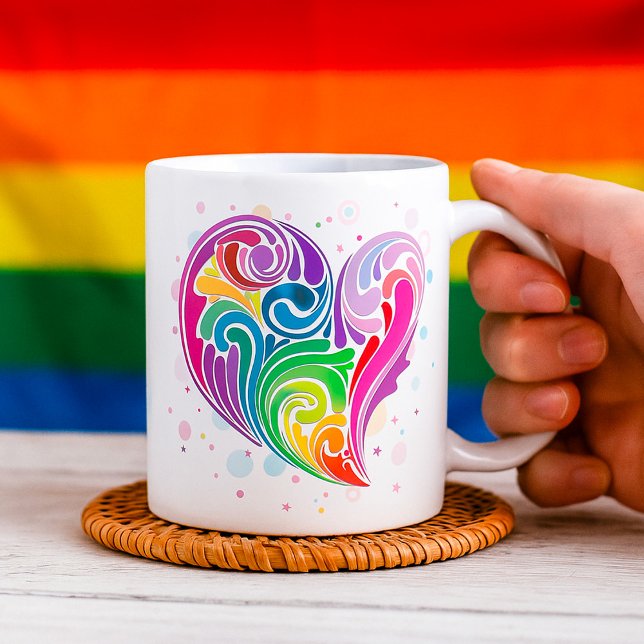 Rainbow Swirl Herz Kaffeetasse (Von Creator hochgeladen)