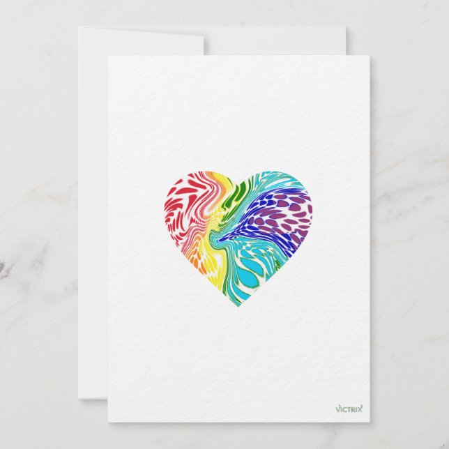 Rainbow Swirl Herzkarte Einladung (Vorderseite)