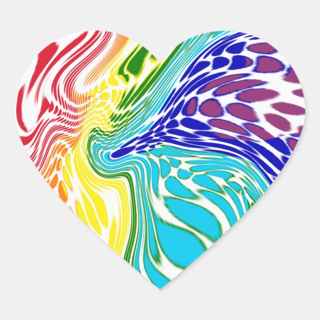Rainbow Swirl Herzkleber Herz-Aufkleber (Vorderseite)