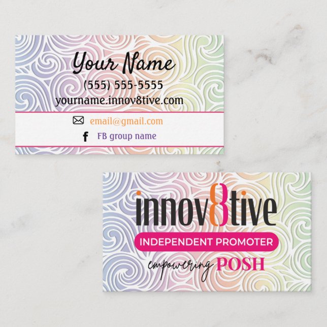 Rainbow Swirl Innov8tive Posh Business Card Visitenkarte (Vorne/Hinten)