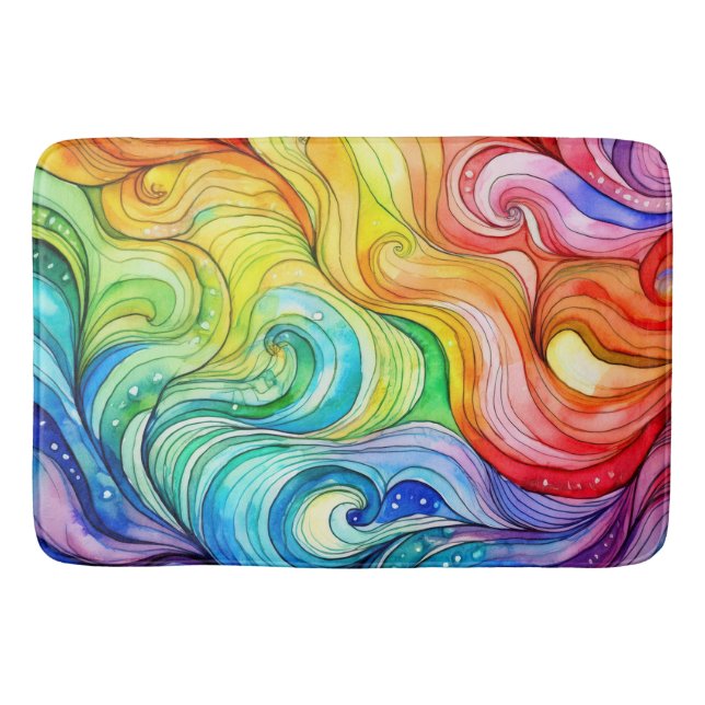 Rainbow Swirl Muster Badematte (Vorderseite)
