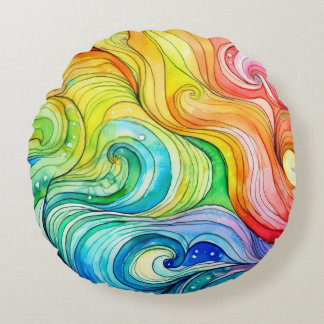 Rainbow Swirl Muster Rundes Kissen