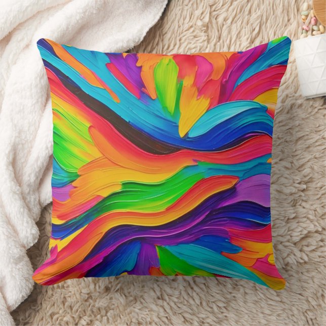 Rainbow Swirl Painting Kissen (Decke)