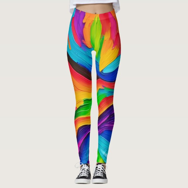 Rainbow Swirl Painting Leggings (Vorderseite)