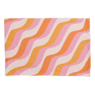 Rainbow Swirl Pink Orange Abstrakt Retro Sunshine Kissenbezug