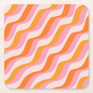 Rainbow Swirl Pink Orange Abstrakt Retro Sunshine Rechteckiger Pappuntersetzer