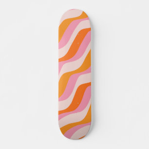 Rainbow Swirl Pink Orange Abstrakt Retro Sunshine Skateboard