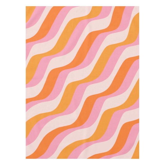 Rainbow Swirl Pink Orange Abstrakt Retro Sunshine Tischdecke (Vorderseite)