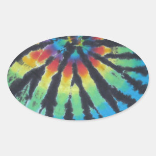Rainbow Swirl Spiral Gefärbte Krawatte PhatDyes Ovaler Aufkleber