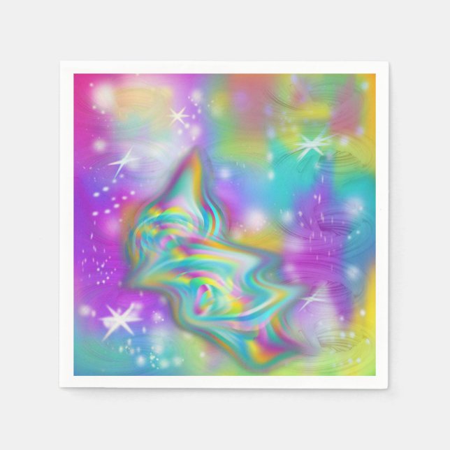 Rainbow Swirl & Stars Serviette (Vorderseite)