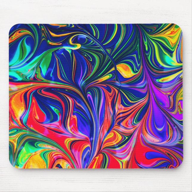 Rainbow Swirl Trippy Glow Stick Mousepad (Vorne)